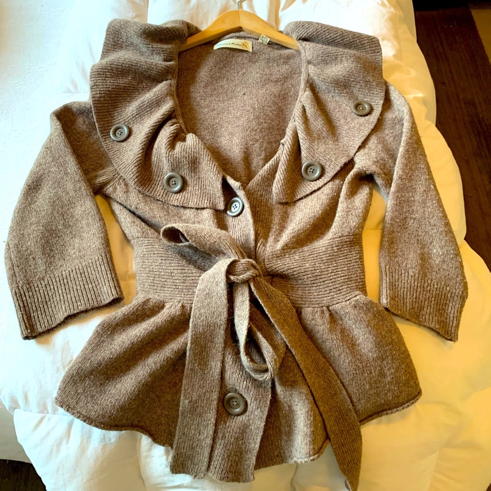 Anthropologie ruffle collar wool sweater.